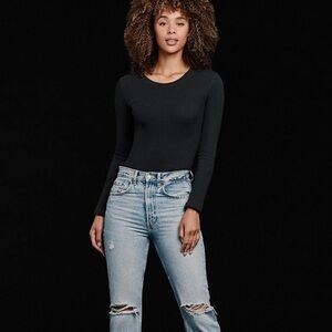 nuuds Black Long Sleeve Ribbed Bodysuit